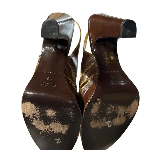 đź‘ Miu Miu Vintage Italian Leather Platform Heels | Brown | EU 38 / US 7.5 - Picture 7 of 7